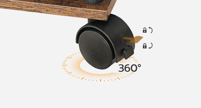 Stojan na tiskárnu, 3-Průmyslová mobilní mobil pod stolním tiskárnou s policí, Hlavní stojan na strojový stojan na kolech, Kancelář, Rustikální hnědá a černá