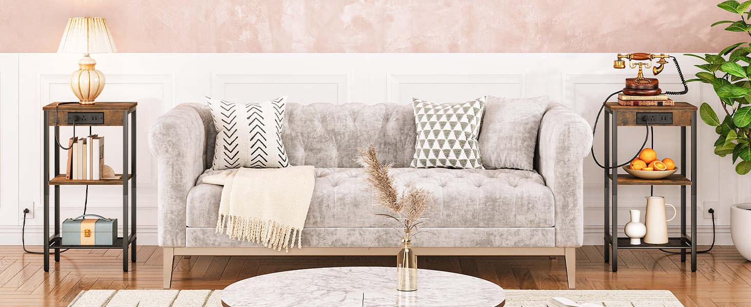 BF09UDH01 Tall end table with charging station