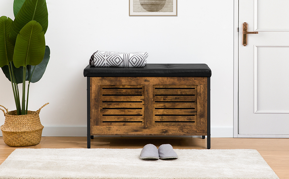 saklama sandığı, ahşap oyuncak sandığı, Yastıklı koltuklu depolama tezgahı, ayakkabı tezgahı, Destekler 220 1 pound = 0.45 kg, giriş bankı, 31.5 x 15.7 X 19.3 inç, Kolay montaj, Yatak uç taburesi, yatak odası