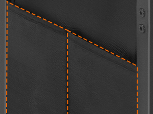 Table de bout en forme de C avec station de recharge, Table d'appoint de canapé avec sac de rangement, Table d'appoint Snack pour petits espaces, Armature en métal, pour le salon, Chambre à coucher, Brun rustique et noir