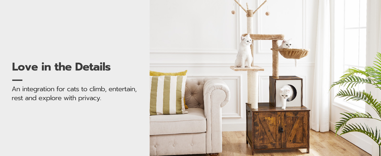 cat tree with litter box enclosure