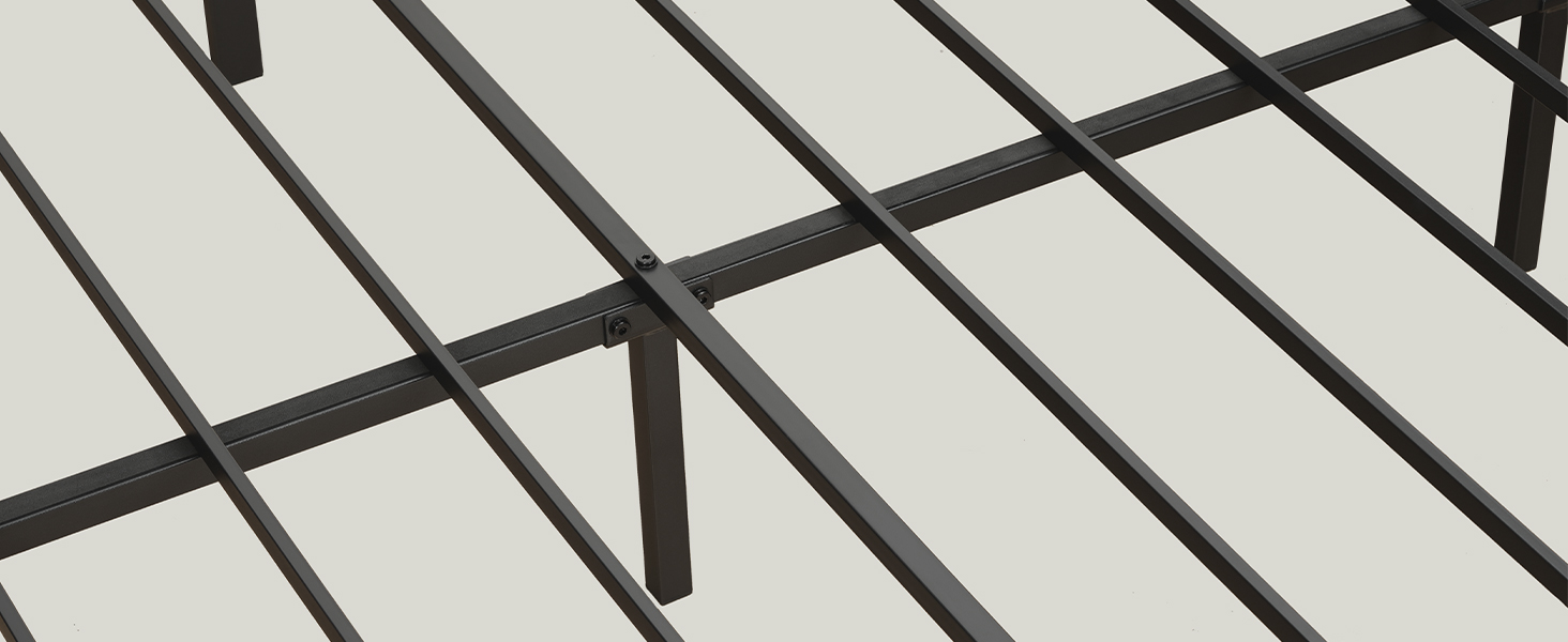 Rám postele Queen, LED rám postele s čelom nabíjacej stanice a 2 Úložné zásuvky Podnožka, Pevný rám postele s kovovou platformou v priemyselnom štýle, Nie sú potrebné žiadne pružiny, Čierna