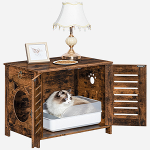 rusztikus barna rejtett macska alom dobozház, Vintage faállat -bútorok dupla szellőztetett redőnyökkel, Beltéri lélegző macska alom mosdó, A legtöbb macskának illik