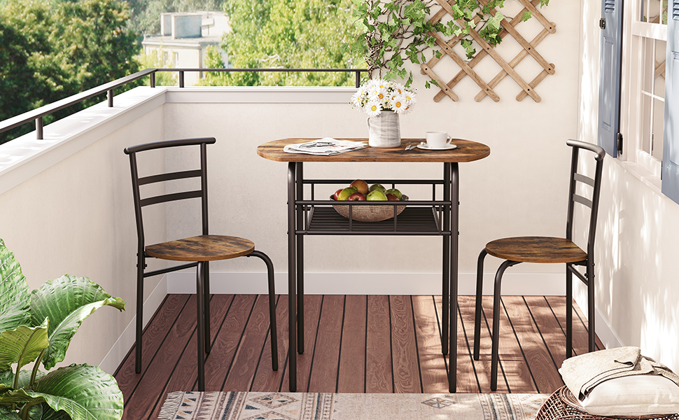 dining table set with 2 stools