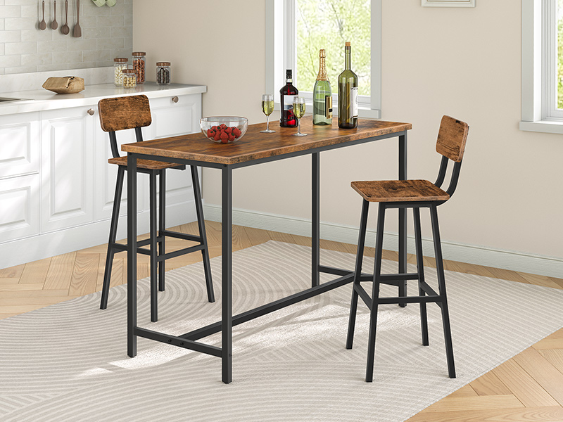 barové stoličky, sada 2, Stoličky proti komisaře s backrest, Kuchyňské snídaňové židle s nohou, průmyslový styl, pro kuchyň, jídelna, bar, kavárna, Rustikální hnědá a černá