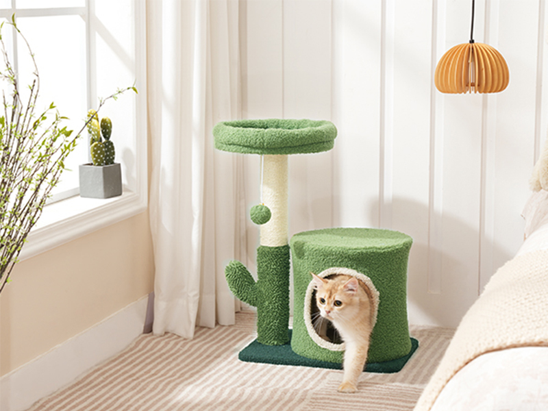 kaktusz macskafa, Kis macskatorony beltéri macskákhoz, Aranyos macskafa a cica alatt 8 lb, Zöld macska lakás macska karcoló oszlopával, macskaház lógó haranggolyókkal, tavaszi zöld