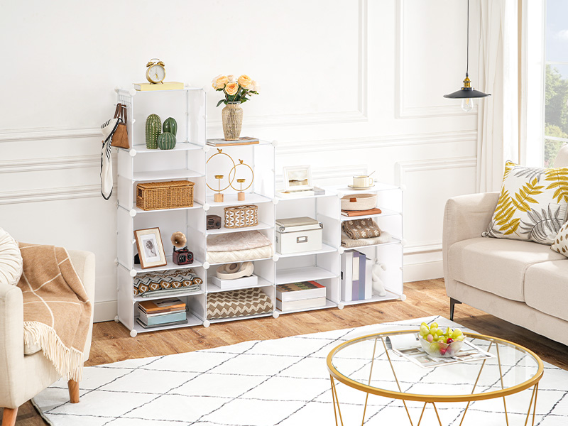 organizador de zapatos, 5 Gabinete de almacenamiento de cubos con puerta, agujeros 20 Pares de zapatos, 10 zapatero de niveles, marco de acero, panel de plástico, Fácil de ensamblar para la entrada, armario, pasillo, blanco