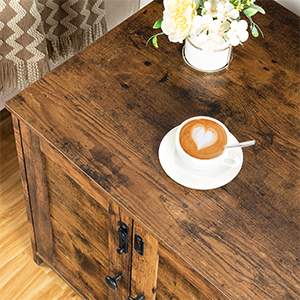 Çöp Kutusu Muhafazası, Kedi Tuvaleti Mobilyası Gizli, Ahşap Kapalı Çöp Kutusu Dolabı, Kedi Tuvaleti Evcil Hayvan Sandığı Yan Sehpa, Oturma odası, Rustik kahverengi,