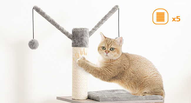 cat tree for indoor cats, wooden cat tower, modern cat condos for indoor cats, cat tree houses with cat scratching post and cat hammock, washable removable cushion, greige