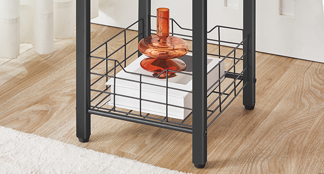 porta carta igienica, 4-organizzatore di stoccaggio del bagno di livello, Scaffi di stoccaggio sottile con ganci S e, rack di stoccaggio stretto con cestino a rete, Piccola carta igienica, rustico marrone e nero