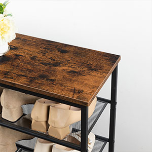 Полка для обуви, 6-Ярусный органайзер для обуви, для 18-24 Пар обуви, Полка для хранения обуви большой емкости, Прочный и стабильный, для прихожей, Шкаф, Коридор, Комната с несколькими кроватями, Промышленный, Рустик Браун