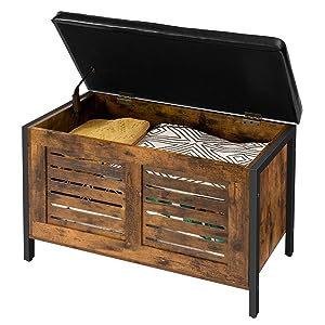 saklama sandığı, ahşap oyuncak sandığı, Yastıklı koltuklu depolama tezgahı, ayakkabı tezgahı, Destekler 220 1 pound = 0.45 kg, giriş bankı, 31.5 x 15.7 X 19.3 inç, Kolay montaj, Yatak uç taburesi, yatak odası