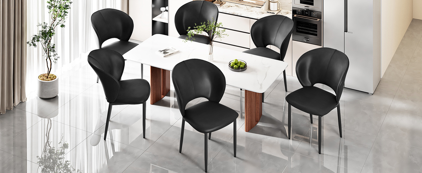 Чорні обідні стільці 2, Кухонні стільці з м'якими руками, Сучасні м'які стільці для їдальні для вітальні, Їдальня, кухня, дослідження