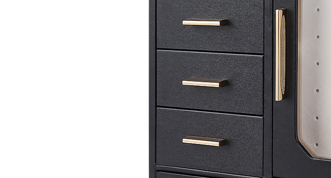 Bosca jewelry le fuinneog ghloine, Bosca Eagraí Seodra Cumas Mór, Bosca stórála jewelry, 5 Eagraí Sealbhóra Jewelry Ciseal, Stíl Nua-Aimseartha, Bronntanas na Nollag, Óir Dubh agus Solas