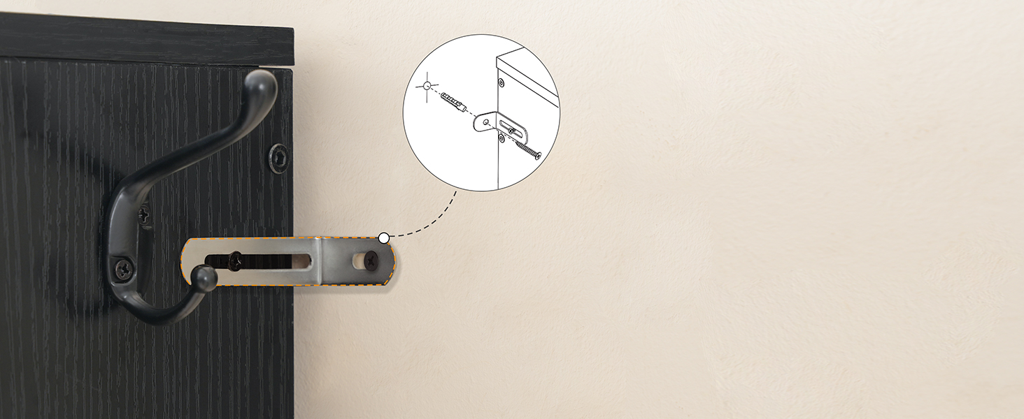 Schuhschrank, Schuhschrank für den Eingangsbereich, versteckter Schuhschrank mit dem Trinkgeld mit einem Schuhschrank mit 3 Flip-Schubladen, Schuhregal Organizerschrank mit Kleiderhaken, Für den Eingang, Kleiderschrank, Schwarz