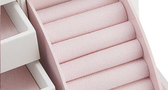 Ékszerdoboz női lányoknak, Nagy kapacitású ékszertároló doboz, Hordozható ékszerszervező, Többszörös zónás, Nagy tükör, Modern stílus, Fehér