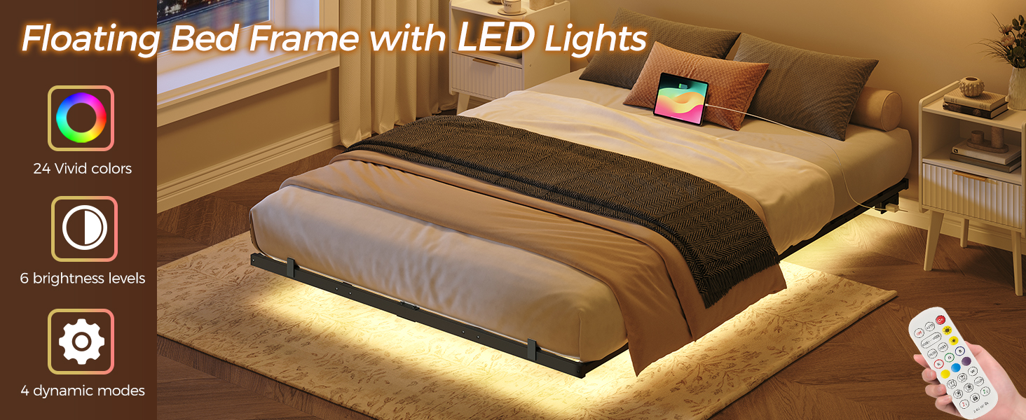 full size floating bed frame