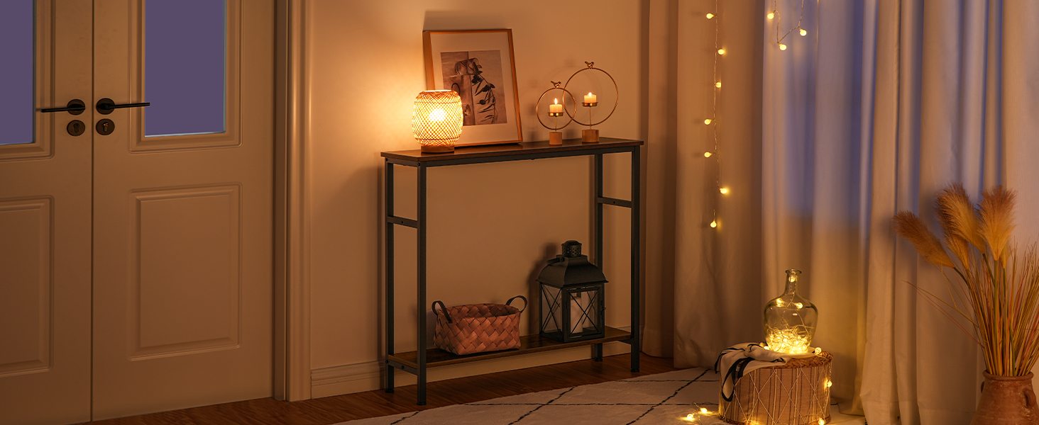 консольный столик, Стол в коридоре с регулируемой полкой, тонкий диванный столик, 2-Уровенный боковой стол с полкой хранения, Для гостиной, офис, промышленное,