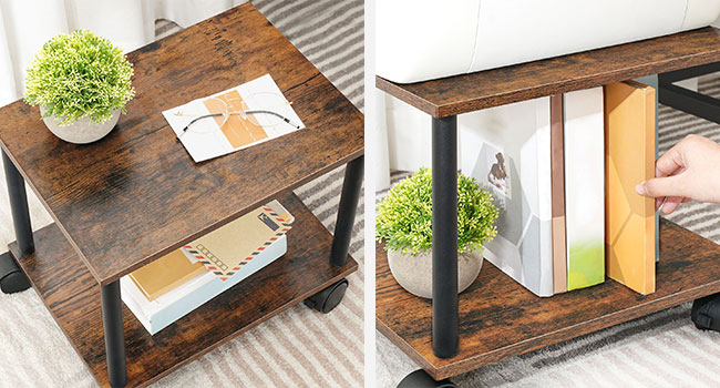 Seastán Printéir, 2-Soghluaiste Tionsclaíoch Sraith faoi Chart Printéir Deisce le Scairbh, Raca meaisín tromshaothair ar rothaí don bhaile, Oifig, Rustic donn agus dubh