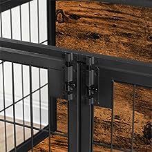 أثاث قفص الكلب, قفص كلب خشبي, بيوت الكلاب مع 3 الأبواب الداخلية, شبكة مزخرفة صناديق الأليف الطاولة للكلب المتوسطة/الصغيرة, بيت الكلب المقاوم للمضغ, بني ريفي أسود