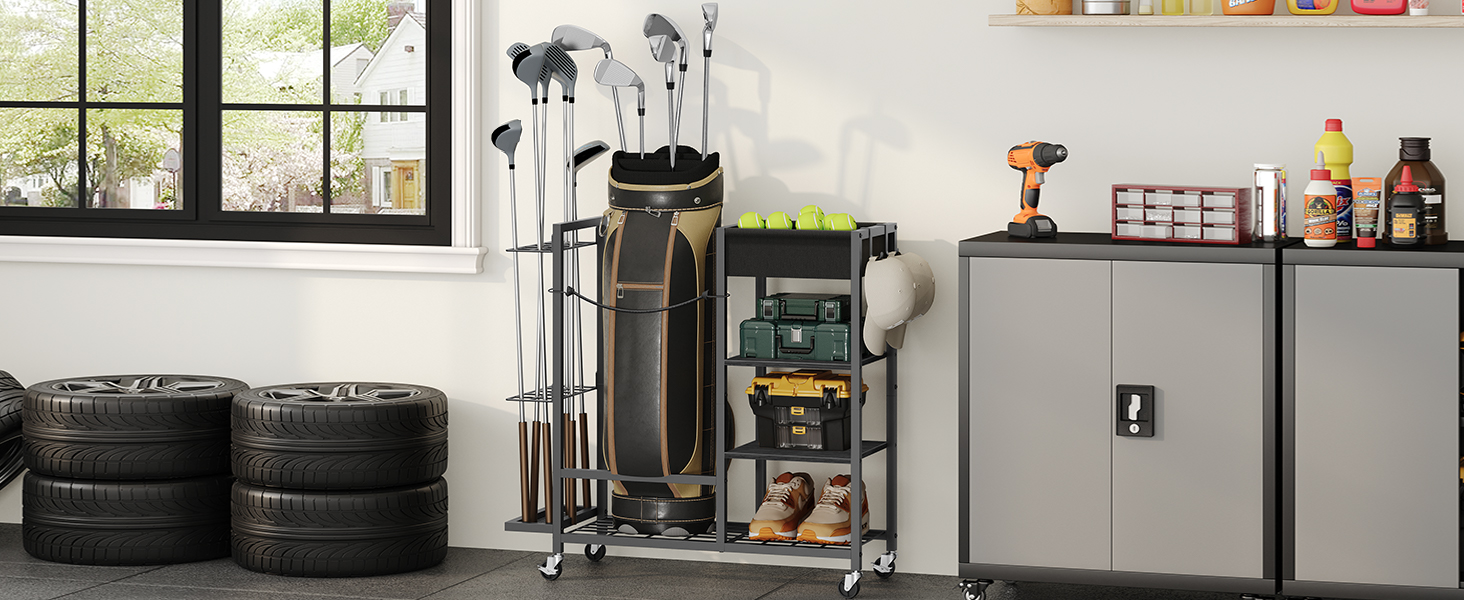 منظم تخزين الجولف للمرآب