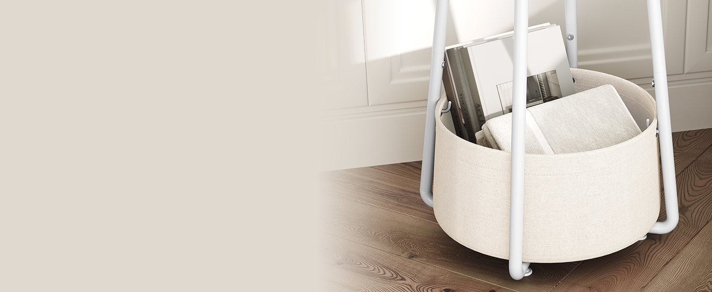 طاولة نهاية مستديرة مع سلة النسيج