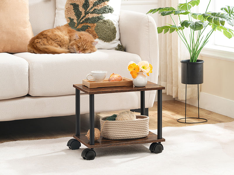 Seastán Printéir, 2-Soghluaiste Tionsclaíoch Sraith faoi Chart Printéir Deisce le Scairbh, Raca meaisín tromshaothair ar rothaí don bhaile, Oifig, Rustic donn agus dubh