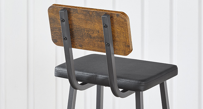 Чорний барний табурет, набір 2 PU м'які високі барні табурети, Кухонні табуретки для сніданку з підняттями, Барні стільці, для кухні, Їдальня, Бар, кафе, Сільський коричневий і чорний