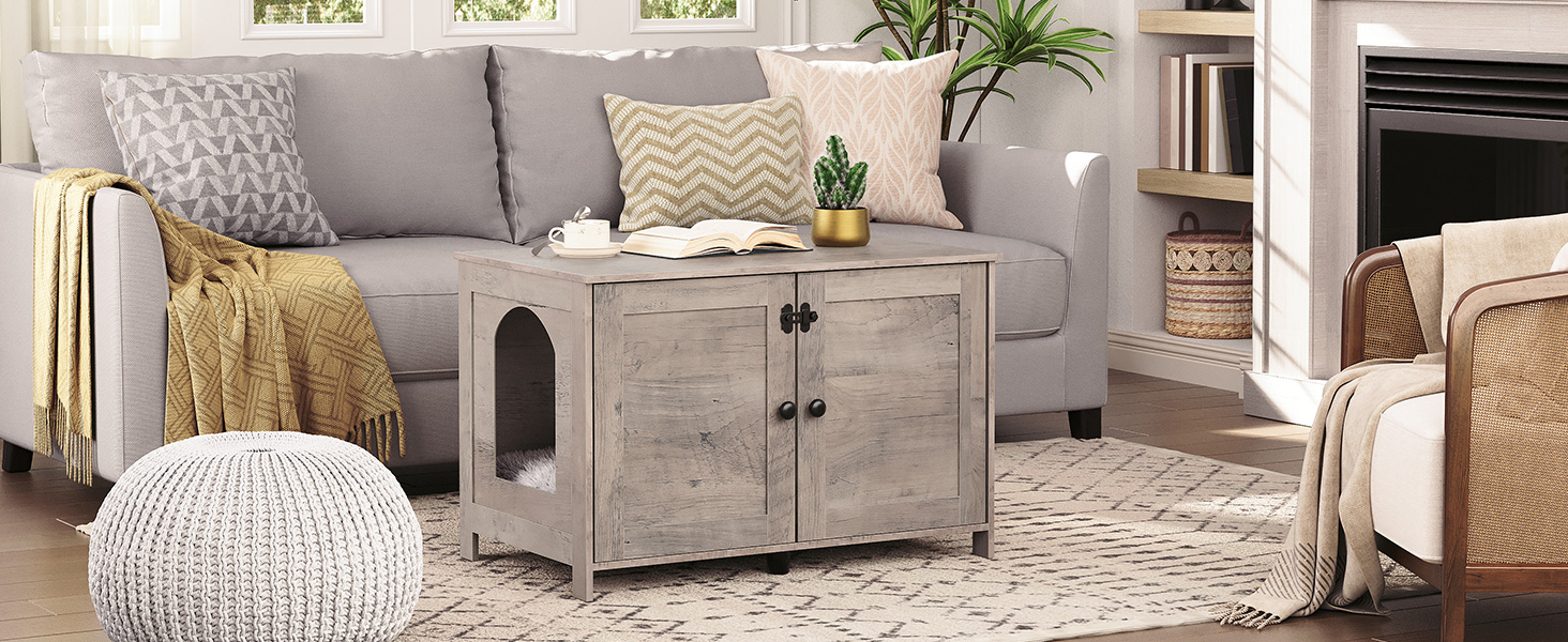 Ohrada na odpadkový box, Nábytok z krabice s mačkou s odnímateľným deliteľom, Veľký skrytý nábytok na podstielku, Drevená mačka, Koncový stôl, grécky