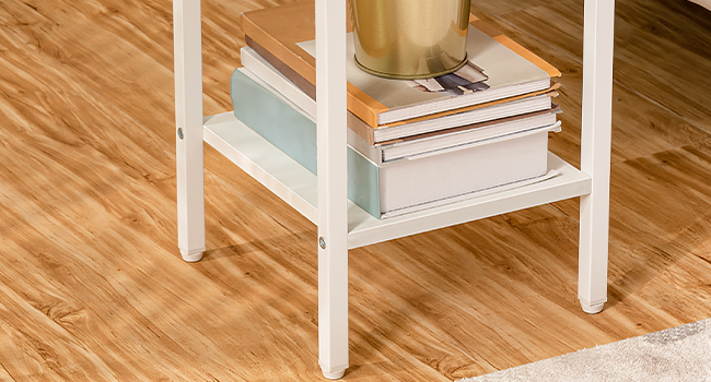 ince başucu masası, set 2, Çekmece ile uzun yatak başı masası, metal çerçeve, Beyaz küçük yan masa, Küçük alanlar için telefon masası, Dar komidin, sağlam, beyaz