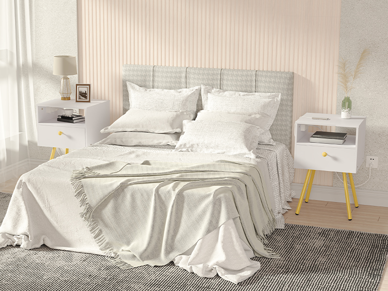 comodino con stazione di ricarica