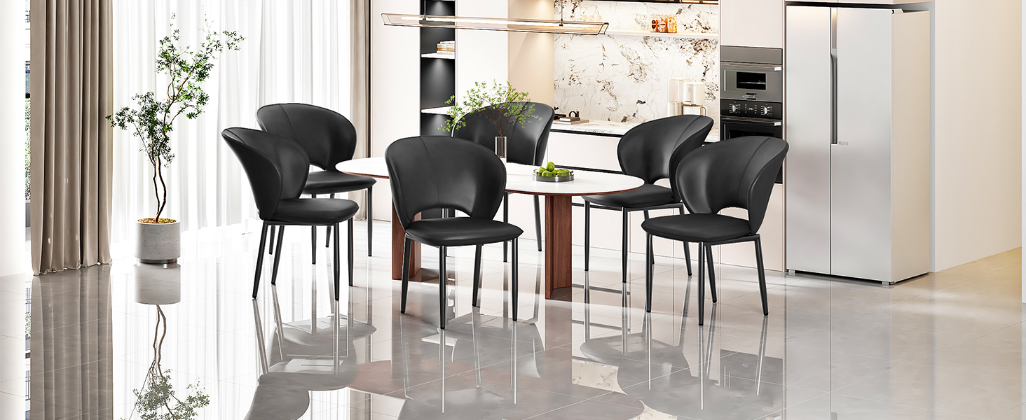 Чорні обідні стільці 2, Кухонні стільці з м'якими руками, Сучасні м'які стільці для їдальні для вітальні, Їдальня, кухня, дослідження