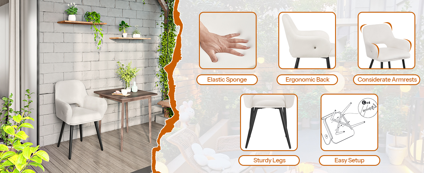 Beige a černý jídelní židle sada 2, Kuchyňské židle s měkkými zbraněmi, Moderní čalouněné židle jídelny pro obývací pokoj, Jídelna, Kuchyně, Studie