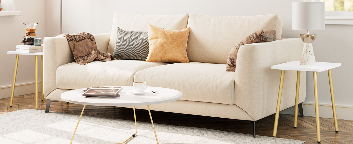 Pieni sivupöytä, Pienten tilojen aksenttitaulukon päätetaulukko, Moderni minimalismi yöpöytä olohuoneen pöydän vieressä, Makuuhuone, Parveke, Helppo kokoonpano, Kulta- ja valkoinen