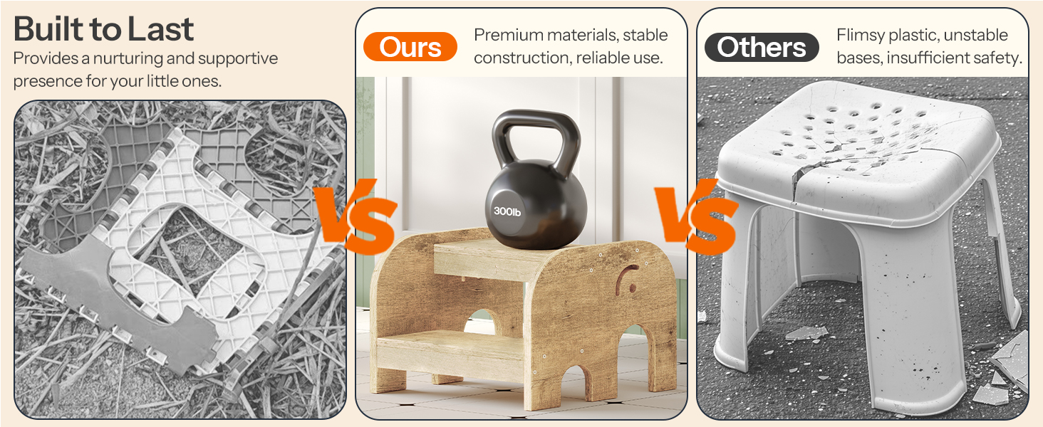 Opstapje voor peuters, Olifant-vormige houten tweedaags stapstoel voor kinderen