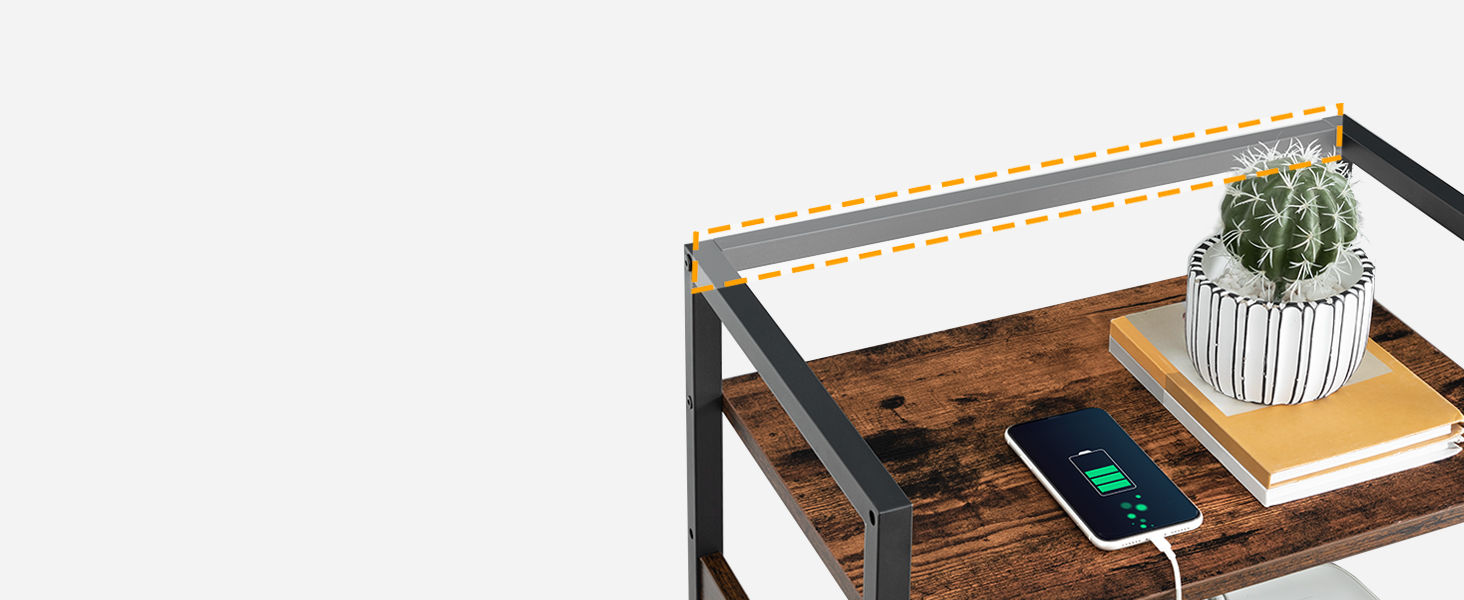 Şarj istasyonu ile bilgisayar kulesi ve yazıcı standı, 3 Ayarlanabilir depolama raflı büyük yüksek uzun yazıcı tablosu, PC Standı, Ev Ofisi için Shredder Rafı, rustik kahverengi