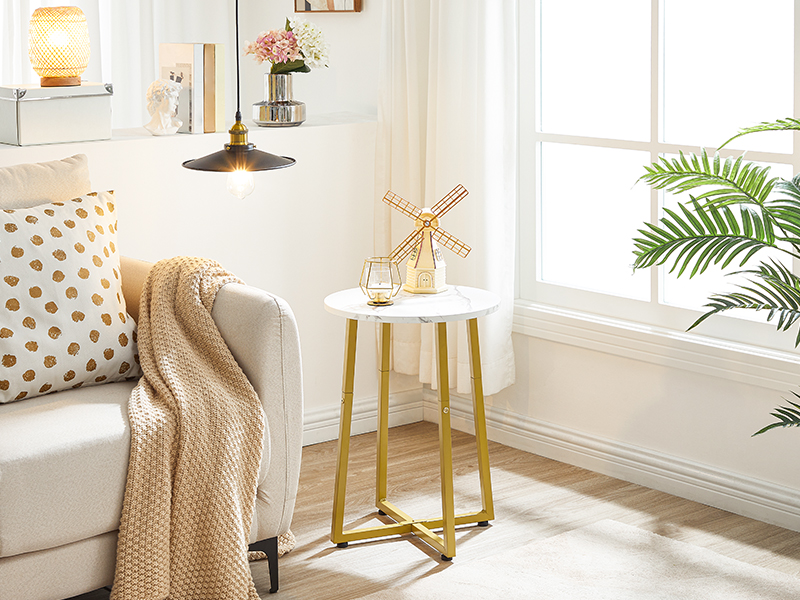 DM95BZ01 Koncový stůl z mramoru a zlata