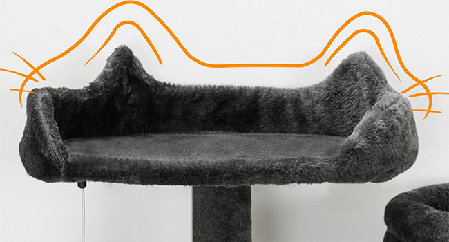 Kočičí strom pro vnitřní kočky, Velká kočičí věž, Víceúrovňový kočičí strom s velkou houpací síť, Kočičí dům s 3 Polstrované hřiště, Kočičí byt s 3 Poškrábání koček, Tmavě šedá