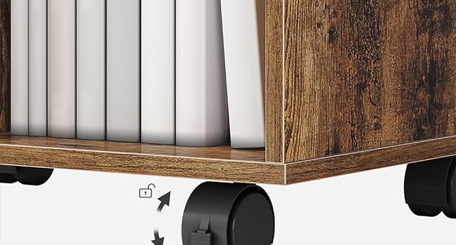 soporte de impresora con estación de carga, gabinete de almacenamiento de madera enrollable sobre ruedas, 3 mesa de carrito de impresora de nivel para la oficina en casa marrón rústico