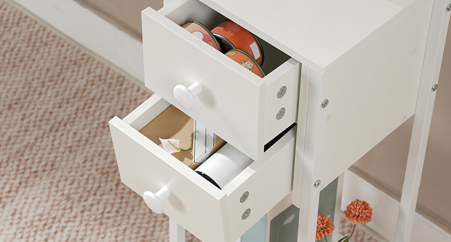 narrow side table with 2 drawers