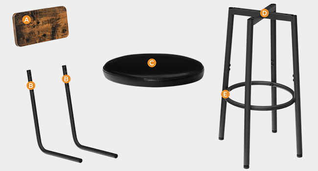 taburetes de bar con respaldo, conjunto de 2 sillas de bar, Taburadas de mostrador con tapicería PU, taburetes de desayuno con reposapiés, para la cocina, sala de estar, bar, marrón rústico y negro