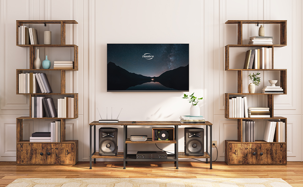 6-tier bookshelf with doors