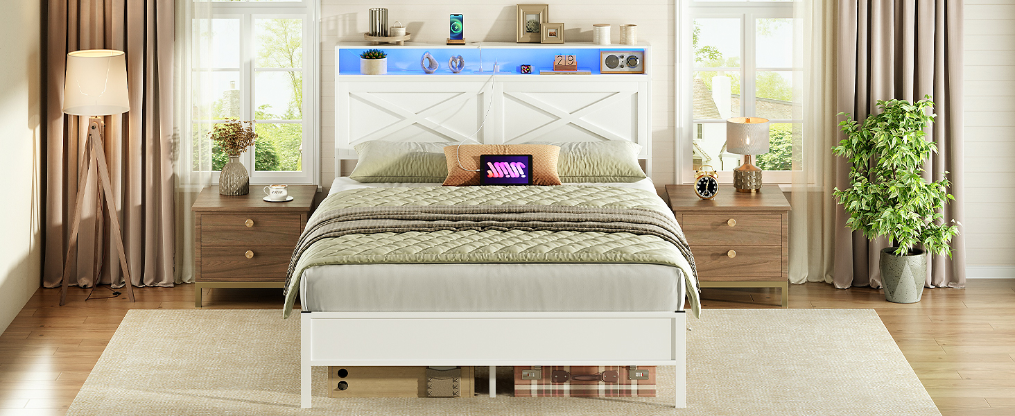 white bed frame