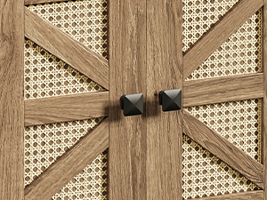 Parasztház végasztal töltőállomással, Flip Top nagy végtábla, 24" Nagy kanapé oldalsó asztal rattan pajta ajtóval, Négyzet alakú éjjeliszekrény nyitott tárolóval, a Nappalihoz, Barna barna